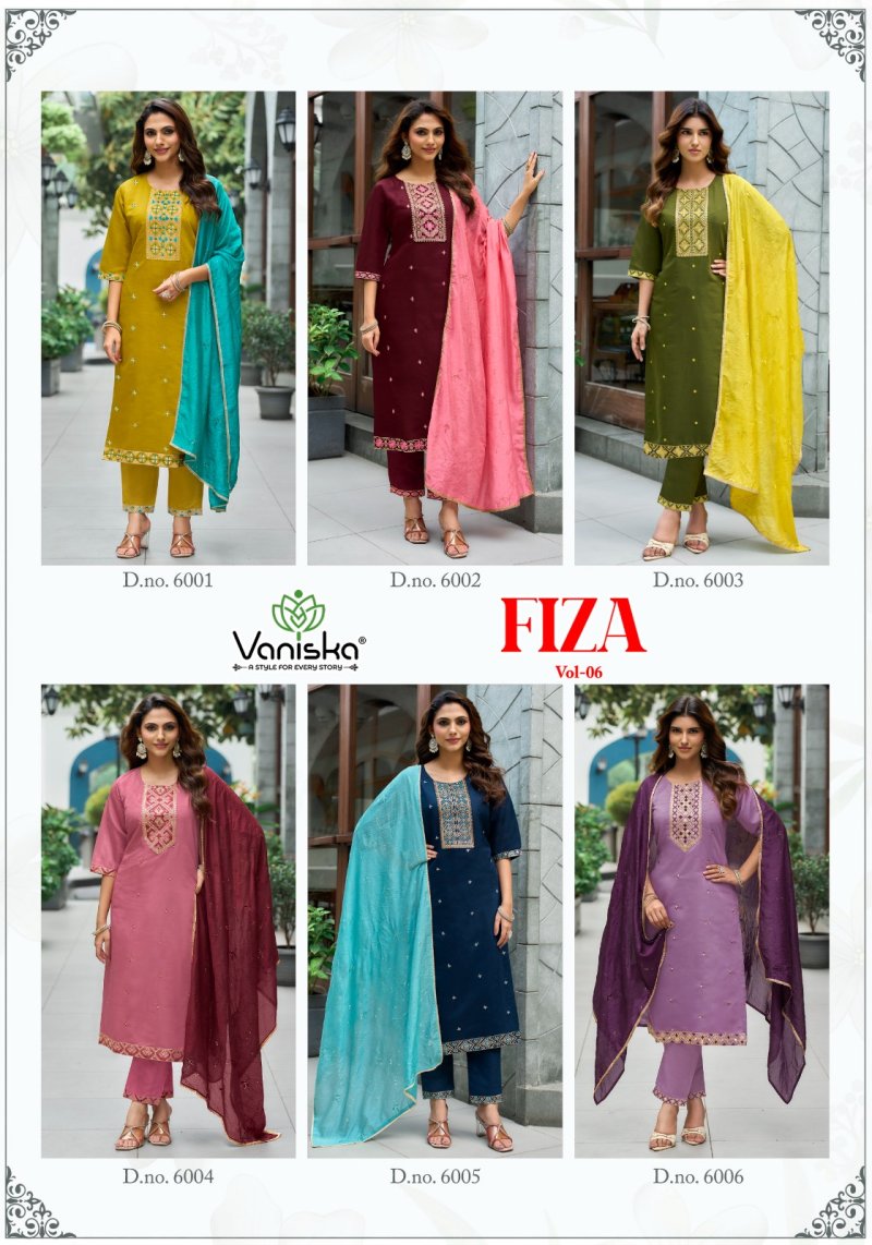 Fiza Vol 6 By Vaniska Roman Silk Kurti With Bottom Dupatta 